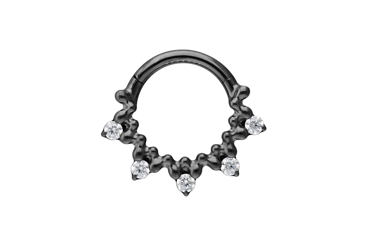 Titan Segmentring Clicker Piercing 5 KRISTALLE + KUGELN